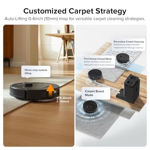 roborock Qrevo Plus Robot Vacuum and Mop with FlexiArm Design Edge Mopping, Self-Emptying, 10 mm Liftable Mops, Auto Mop Washing & Drying, Reactive Tech Obstacle Avoidance, 7,000 Pa Suction, Black 6