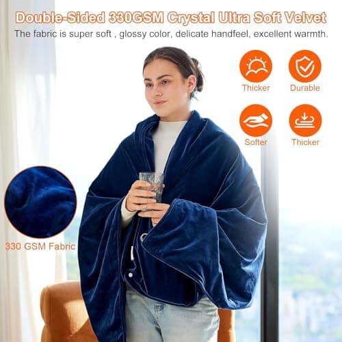 Heated Throws,Heated Blanket,Wearable Electric Throws with 10000mAH Battery, 18W High-Power Electric Heated Throw Blanket,Washable Heated Blanket Throw,60x 34 Inch,3 Heating Levels & Timing 2