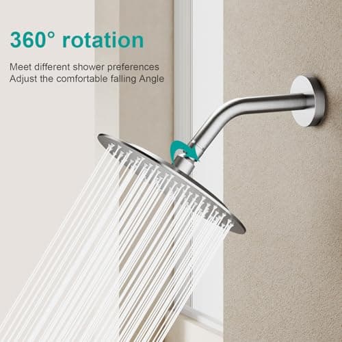 AULEEND All Metal Rain Shower Head - Heavy Duty Stainless Steel, Easy Install, High Water Flow, Ultra-Thin Modern Design for Bathroom (Brushed Nickel, 8) 6