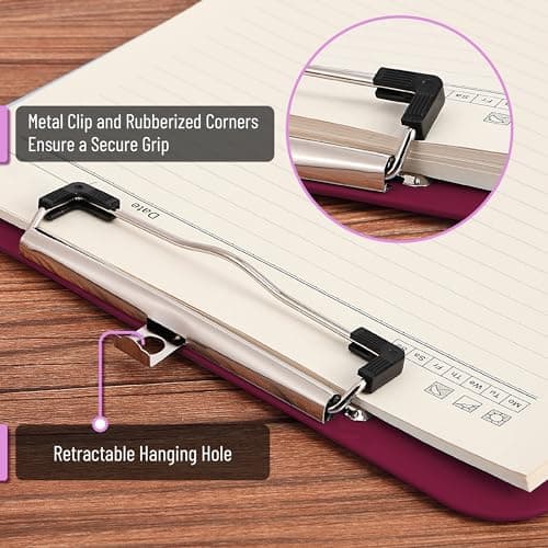 Mr. Pen- Plastic Clipboard, 12.5” x 9”, Dark Red Clipboard Plastic, Low-Profile Metal Clip with Retractable Hanging Hole 3