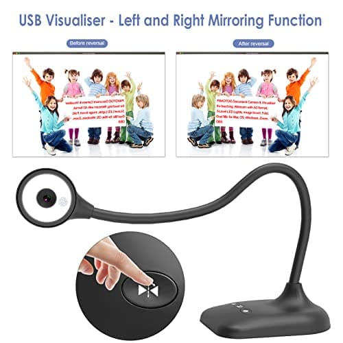 PAKOTOO USB Document Camera for Teachers, Webcam/Doc Camera for Classroom with A3 Format, 3-Level LED Lights, Image Invert, Fold, Dual mic for Mac OS, Windows, Zoom, OBS Work with Distance Learning 5