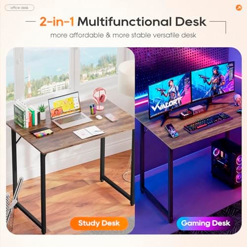 PayLessHere | 32 Inch Computer Desk | Brown | Office Desk with Metal Frame, Adjustable Feet | Water-Resistant, Scratchproof Surface | Sturdy Writing Table for Home Office or Study | Pack of 1 5