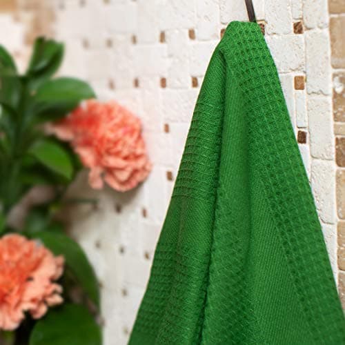 Cotton Craft 12 Pack Multicolor Kitchen Towels 16x28 Inches- Pure Cotton, Absorbent Waffle Weave 7