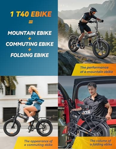 DTTZH Folding Electric Bikes for Adults, 1000W 30MPH Foldable Ebike, 20 Inch Fat Tire Folding Commuter E Bike, 60 Miles 48V 15Ah Removable Battery, UL2849 Adults Electric Bicycle Black 8