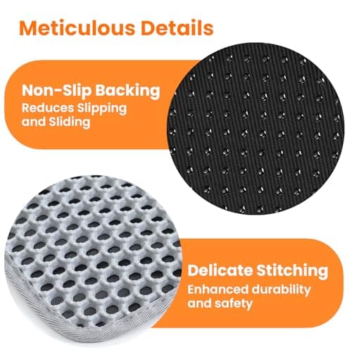 Petinstinct Cat Litter Mat, 24x18 Inches Large Double Layer Honeycomb Cat Litter Trapping Mat, Non Slip Waterproof Urine Proof Cat Litter Box Mat for Floor, Kitty Litter Rug, Cat Supplies, Gray 8