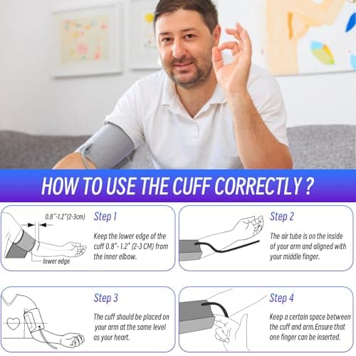 Extra Large Cuff Compatible with Most BP Monitors 9"-21" Inches (22-53CM) XL Blood Pressure Cuff Adult ARM BP Replacement Cuff for Big ARM (X-Large) 7