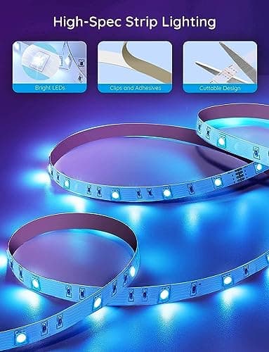 Govee 100ft LED Strip Lights, Bluetooth RGB LED Lights with App Control, 64 Scenes and Music Sync LED Strip Lighting for Bedroom, Living Room, Kitchen, Party, ETL Listed Adapter 7