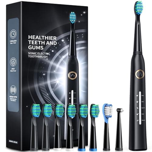 TEETHEORY Electric Toothbrush for Adults with 8 𝐁𝐫𝐮𝐬𝐡 𝐇𝐞𝐚𝐝𝐬, Sonic Electric Toothbrush with 40000 VPM Deep Clean 5 Modes, Rechargeable Toothbrushes Fast Charge 4 Hours Last 30 Days