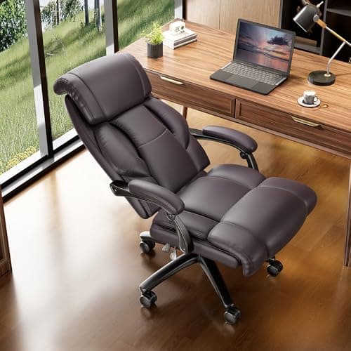 Ollega Reclining Office Chair, Executive Big and Tall Office Chair with Wide Seat, Recliner Leather High Back Computer Desk Chairs