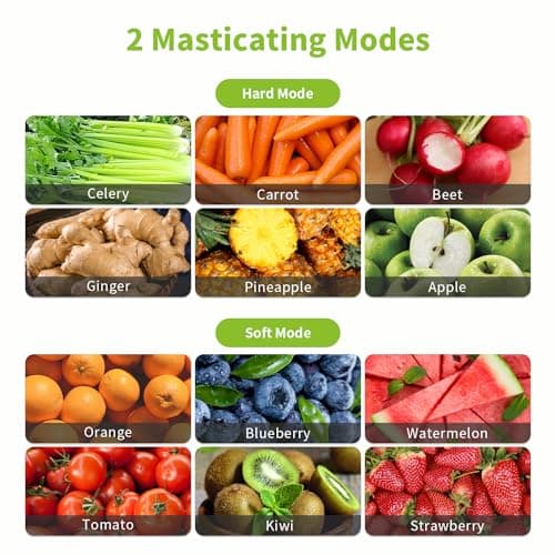 Aeitto Cold Press Juicer Machines, 3.6 Inch Wide Chute, Large Capacity, High Juice Yield, 2 Masticating Juicer Modes, Easy to Clean Slow Juicer for Vegetable and Fruit (Silver) 7