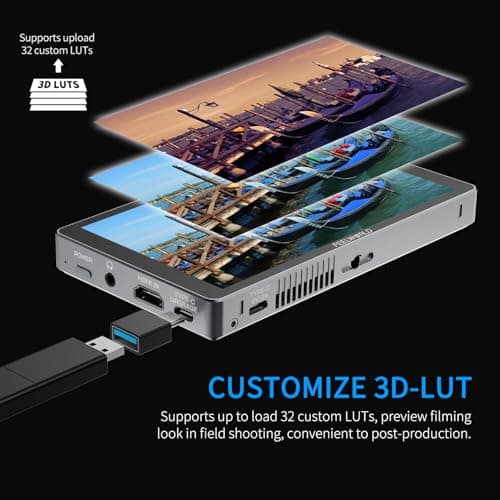 FEELWORLD P6XL 6 inch Built in Battery Aluminium 1200nit Camera Field DSLR Monitor Touchscreen High Brightness Waveform 3D LUT HDR 4K HDMI Input Lightweight 7