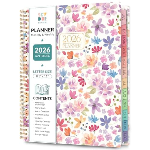 2026 Planner, Weekly and Monthly Planner, 8.5" x 11", January 2026 - December 2026, Agenda Planner with Monthly Tabs, Goal Setting & Time Management Organizer for Professionals & Students