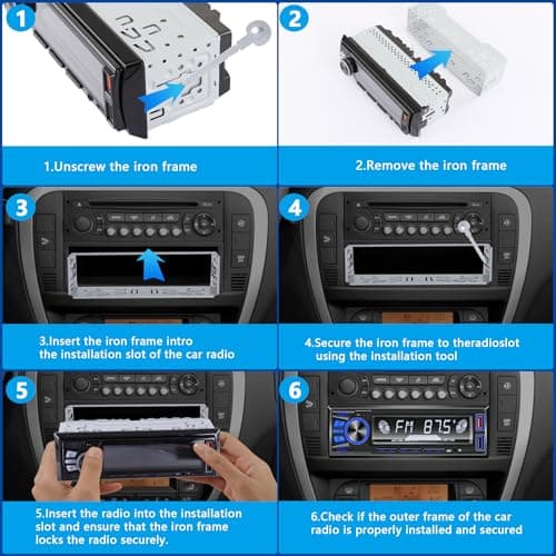 Car Radio Bluetooth Single DIN Car Stereo Audio,Car Audio with Push to Talk Button for Handsfree Calling,Supports FM/ MP3/EQ/SD/AUX,Dual USB,iOS & Android App Control,7 LED Colors | Not CD Player 7