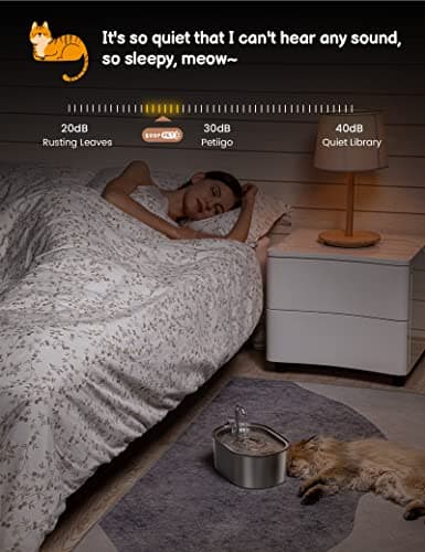 Cat Water Fountain Stainless Steel: 108oz/3,2L Pet Water Fountain - Water Fountain for Cats Inside with Quiet Pump - Dishwasher Safe Cat Fountains - Suitable for a Variety of Pets - SOOFPET 5