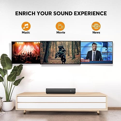 Wohome 2.1 Small Sound Bars for TV, Built-in Subwoofer with 6 Levels Voice Enhancement, 16 Inches Bluetooth 5.3 Soundbar Speakers with Optical/AUX/USB Connection 5
