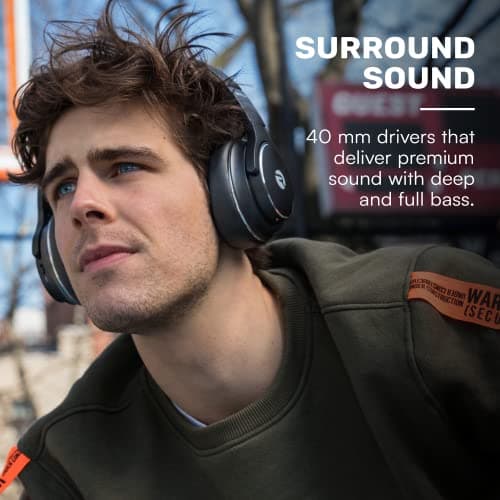 Raycon The Everyday Wireless Bluetooth Over Ear Headphones, with Active Noise Cancelling, Awareness Mode and Built in Microphone, IPX 4 Water Resistance, 40 Hours of Battery Life (Black) 6