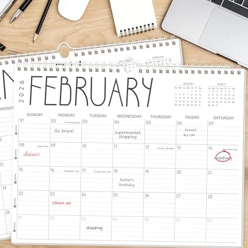 GuassLee Wall Calendar 2026-2027, 24-Month Wall Calendar Runs from January 2026 until December 2027,14" X 11" Hanging Monthly Planner with Thick Paper, Ruled Blocks for Home School Office Organizing 6