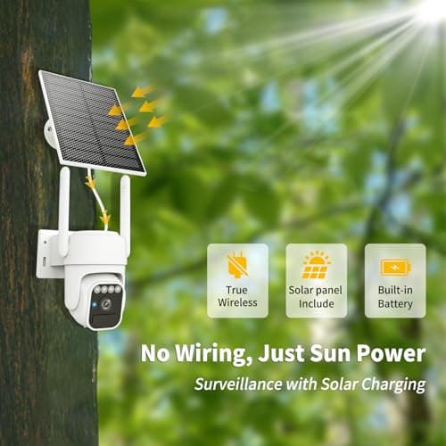 3-Link Solar Camera Outdoor Wireless, Wi-Fi Security Cameras for Home, 360° View, Two-Way Talk, Auto Tracking, Light Alarm, Color Night Vision 6