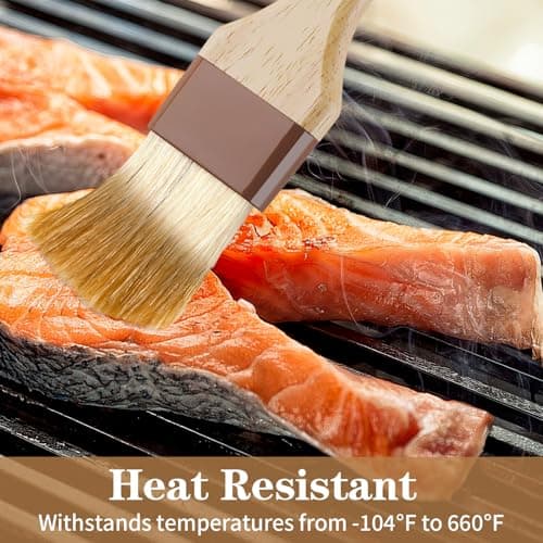 2 Pcs Natural Bristle Pastry Brush, Beech Wooden Handle Basting and BBQ Brushes for Cooking, Butter, Oil, Marinade, Grilling & Baking, Kitchen Food Brush (1 inch & 1.5 inch) 5