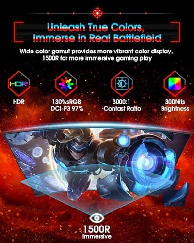 SANSUI 34 Inch UWQHD 200HZ Curved Gaming Monitor, FastVA 3440x1440P Ultrawide 1500R Curved Gaming Computer Monitor 21:9 with PIP PBP, AI Tech Enhance, 2xHDMI2.1 DP1.4 Ports(HDMI2.1 Cable Incl.) 8