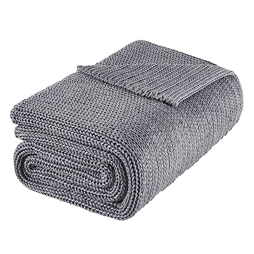 L'AGRATY Knitted Weighted Blanket - 60"x80" 15lbs Cooling Chunky Knit Heavy Blanket for Adults Braided Crochet Throw Thick Cable Yarn Knit Decorative No Beads Evenly Weighted Machine Washable