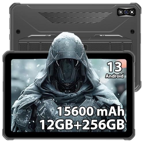 HOTWAV R7 Rugged Tablet Android 13, 15600mAh 10.1 Inch HD+ Waterproof Tablet, 12GB+256GB/(2TB TF) Outdoor Work Tablets, 16MP+16MP Camera Octa Core/Daul SIM 4G/IP68&IP69K/Face ID/GPS/OTG/Widevine L1