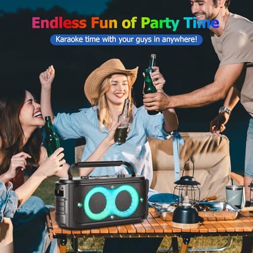 RRNUY Portable Bluetooth Speaker 300W Peak Big Powerful Loud Sound Deep Bass Large Wireless Boombox with Subwoofer DSP Led Light for Home Party Outdoor Gatherings Camping Backyard 6