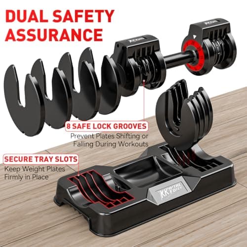 25/55lbs Pair Adjustable Dumbbells Set, Dumbbells with Anti-Slip Metal Handle for Exercise & Fitness Fast Adjust Weight for Full Body Workout Fitness 5