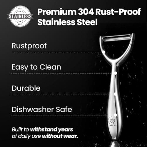 Vegetable Peeler, Premium Stainless Steel Potato Peeler, High Tensile Ultra Sharp Blade Fruit and Food Slicer, Y Shaped with Ergonomic Non-Slip Handle, Dishwasher Safe with 5 Years Warranty 5