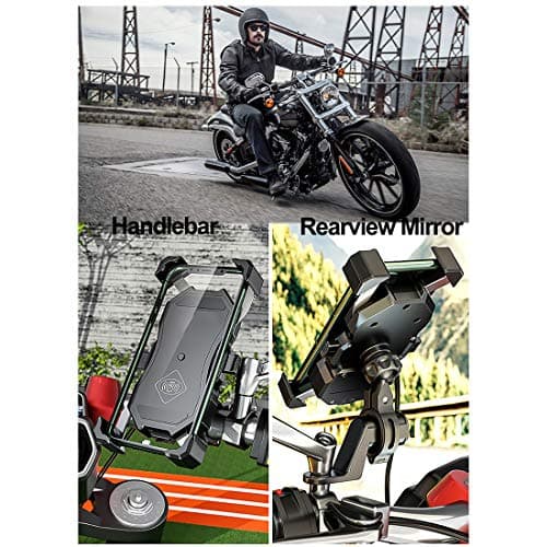 iMESTOU Motorcycle Wireless 15W Qi/USB Quick Charger 3.0 Phone Holder 2 in 1 Mount on 22-32mm Handlebar or Rear-View Mirror Fast Charging for 3.5-6.8 inch Cellphones 8