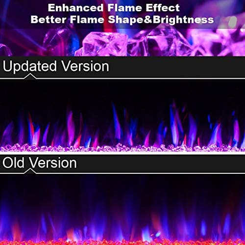 60" Electric Fireplace in-Wall Recessed and Wall Mounted 1500W Fireplace Heater and Linear Fireplace with Timer/Multicolor Flames/Touch Screen/Remote Control 5