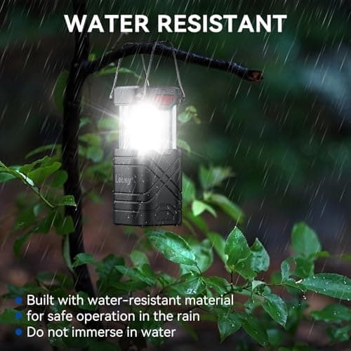 LETMY 4 Pack Camping Lantern, Rechargeable LED Lanterns, Solar Lantern Battery Powered Hurricane Lanterns Flashlight with 3 Powered Ways & USB Cable for Emergency, Power Outage, Hurricane Supplies 5