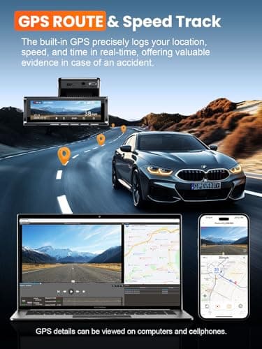 Affver 4K Dash Cam Front and Rear, Built-in 5G WiFi GPS, 64GB Card Included, 3.59'' IPS Screen Dash Camera for Cars, Dual Dashcam with G-Sensor, Loop Recording, WDR, Night Vision, 24H Parking Monitor 5