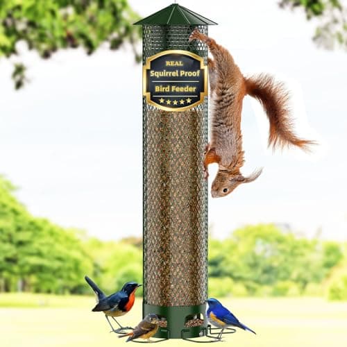 Lager Bird Feeder,Metal Squirrel Proof Bird Feeders for Outdoors Hanging 5.5LB Capacity,Easily Beat Squirrels,Attracting Finch,Cardinal,Chickadee