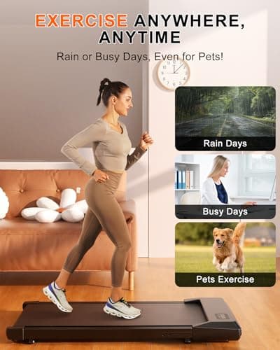 SupeRun Walking Pad, Under Desk Treadmill, 3 in 1 Portable Treadmill with Remote Control LED Display, 2.5 HP Quiet Walking Jogging Machine for Office Home Use, 250 Lbs Capacity 6