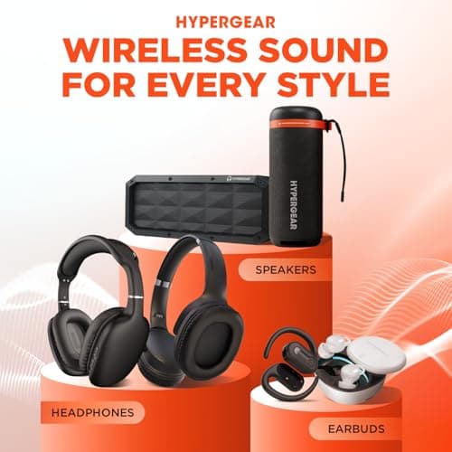 HyperGear Wireless Headphones Bluetooth White- Noise Isolation Headphones Wireless Over The Ear Head Phones, Gym Headset Built-in Mic Controls Square Foam Cups Foldable Headphone for Women and Men 6