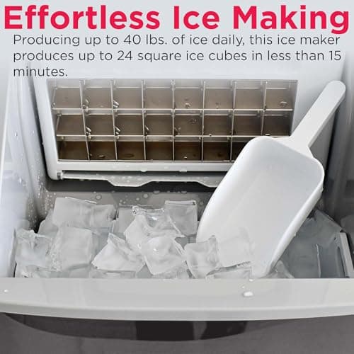 FRIGIDAIRE EFIC452-SS 40 Lbs Extra Large Clear Maker, Stainless Steel, Makes Square Ice 7