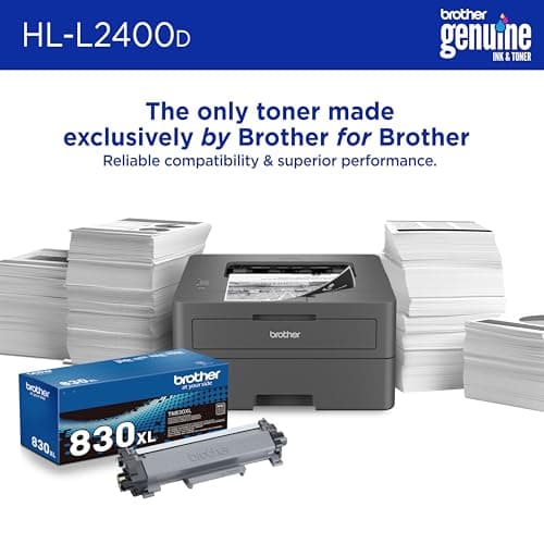 Brother Monochrome Laser Printer with 32 PPM Speed and Automatic 2-Sided Printing for Home Office, Fast Black and White Output, Compact Design with 250-Sheet Capacity (HL-L2400D) 5