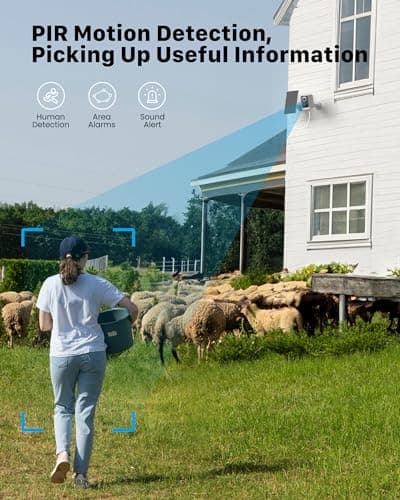 PEEIPM Security Cameras Wireless Outdoor Solar: Battery Power Cameras for Home Security WiFi Seguridad Camara System Kit Surveillance Monitor with Motion Sensor Flood Light Alarm & Color Night Vision 6