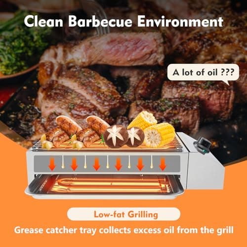 Smokeless Indoor Grill, 1800W Electric Grill with Adjustable Temperature 122°F-302°F and Removable Stainless Steel Griddle, Perfect for Restaurant, Camping, or Party Use 8