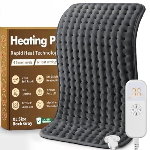 Christmas Gifts Heating Pad for Back, Neck, Shoulder Pain & Cramps Relief, Electric Heating Pad with 6 Heat Settings, Auto-Off, Moist Dry Heat Options, Gifts for Women, Men, Mom, Dad, Wife, Husband