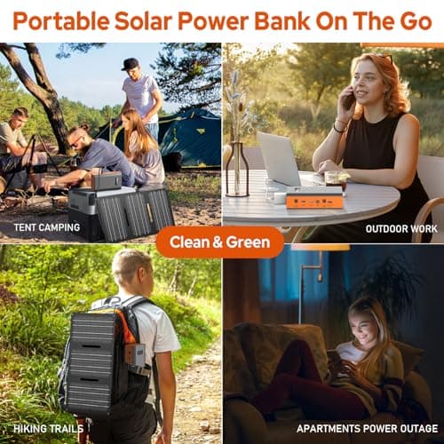 Portable Power Bank with AC Outlet, 65W 110V Portable Laptop Charger Battery Bank 23400mAh External Battery Pack Backup Power Source for Outdoor Tent Camping RV Home Office Smart Devices-Orange 6