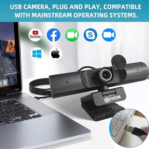 Oivom Webcam with Microphone and Speaker, 1080P Web Camera for Desktop Computer Laptop, USB Camera with Physical Privacy Cover,Plug and Play, Streaming Webcam, Wide Angle PC Cam (1080p mic Speaker) 5