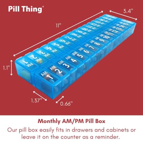 Twice-a-Day Monthly Pill Box Planner Set - AM & PM Medication Organizer for 31 Days! Set Contains 2 Organizers for One Month. (Blue - 31 Day AM/PM -1 Pack) 6