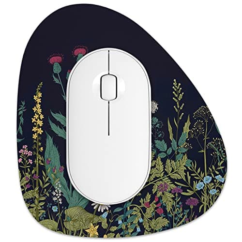 Rimilak Small Mouse Pad 6 x 7 Inch, Irregular Mini Mouse Pad with Non-Slip Rubber Base, Waterproof Compact Mouse Mat for Laptop Computer Wireless Mouse Keyboard Home Office Travel, Midnight Flowers