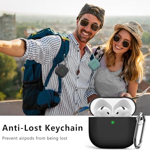 Ljusmicker for AirPods 4 Case 2024 with Cleaner Kit,Soft Silicone Protective Cover for Apple AirPods 4th Generation Cases for Women Men,AirPod 4 Case Accessories with Keychain-Black 6