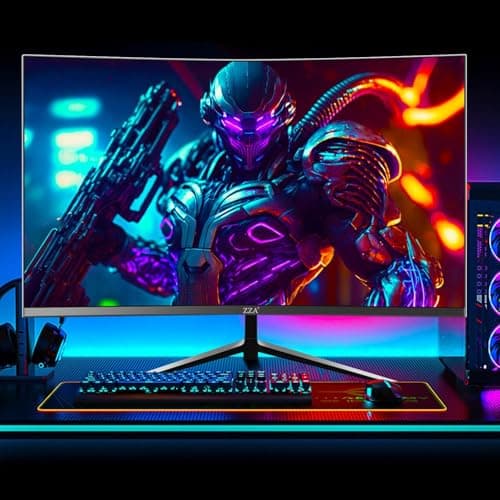 ZZA 27 Inch Curved Computer Monitor,200Hz|180Hz|144Hz Pc Monitors FHD 1080P 1800R VA Screen, Monitor 27 inch 100% sRGB, AMD FreeSync Eye Care Ultra-Thin Bezels HDMI & DP Port 8