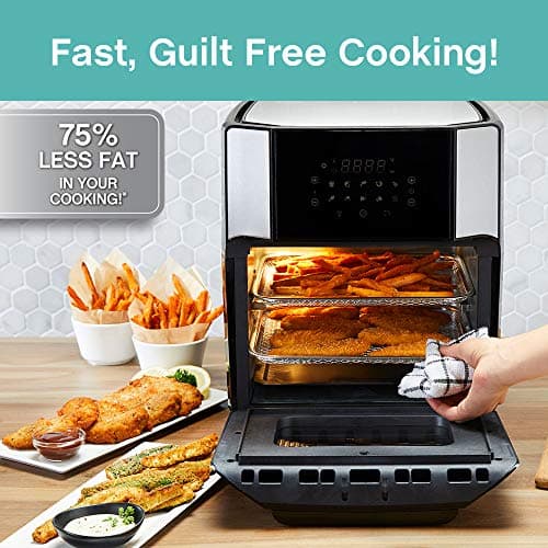 West Bend AFWB12BK13 Electric Air Fryer Oven, Countertop Air Fryer Rotisserie Combo with 10 Digital Quick Menu Presets, 1700 W, 12.6 Qt, Black 5