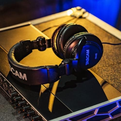 TASCAM TH-02 Professional Studio Monitor Headphones, Wired, Over Ear — for Recording, Podcast, DJ, Music and Guitar, with 1/4 Inch Jack Adapter 7