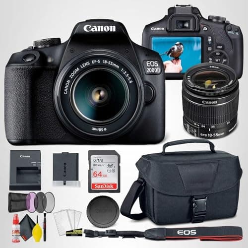 Canon EOS 2000D / Rebel T7 DSLR Camera with 18-55mm Lens + Creative Filter Set, EOS Camera Bag + Sandisk Ultra 64GB Card + Electronics Cleaning Set, and More (International Model) (Renewed) 9
